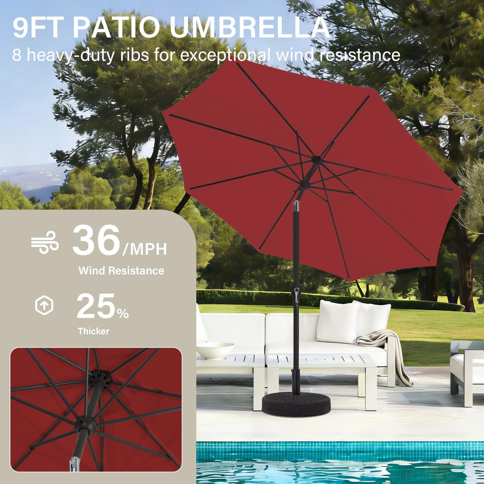 MEWAY textura de poliéster roja con protección solar UPF