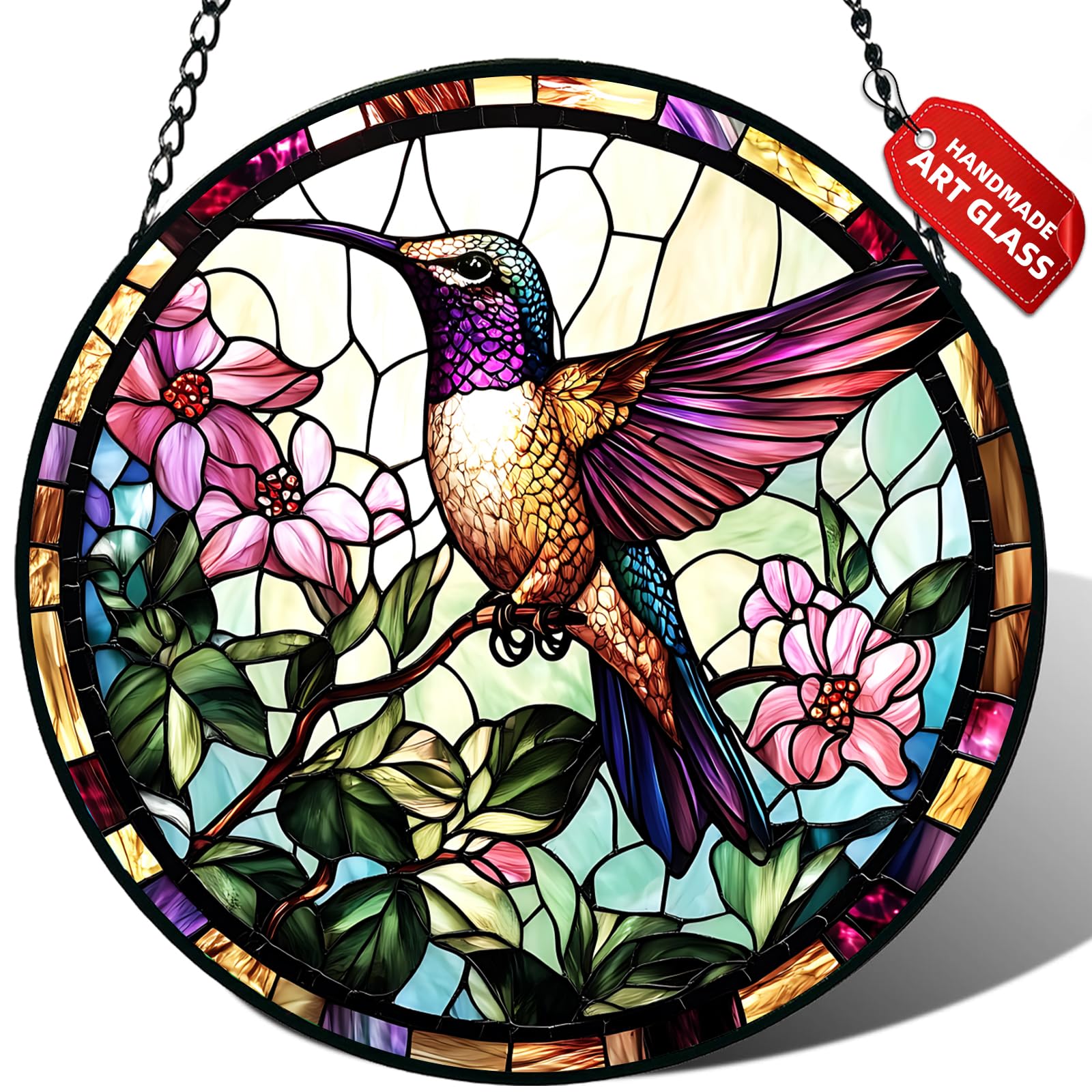 Meyocky colibrí frontal en ventana mostrando colores vivos