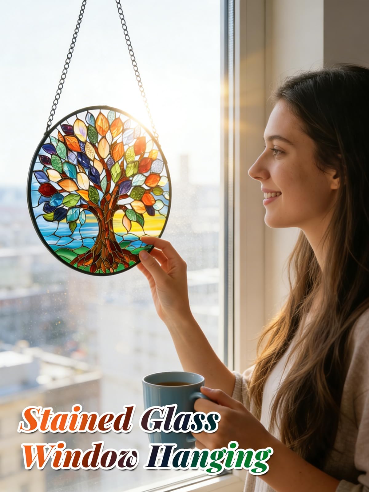 Meyocky suncatcher en ventana, crea patrones de luz interiores