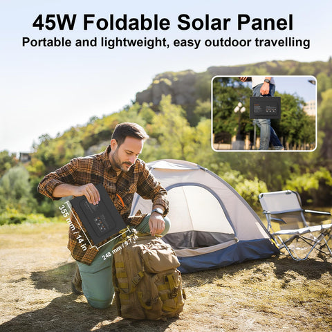 MHPOWOS accesorios incluidos: cable 2 en 1, mosquetones y conector solar