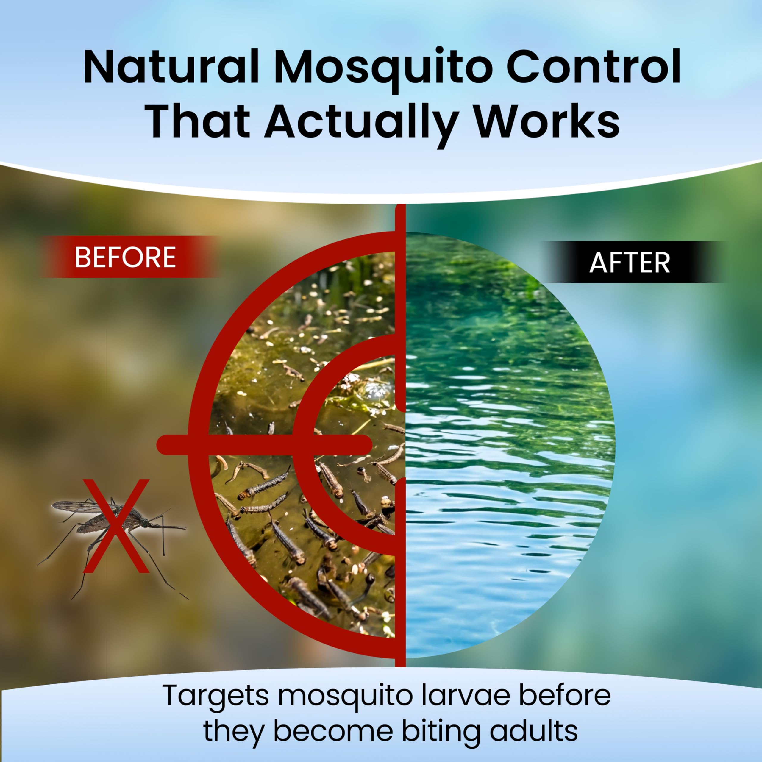 MICROBE-LIFT aplicación en estanque reduciendo larvas de mosquito