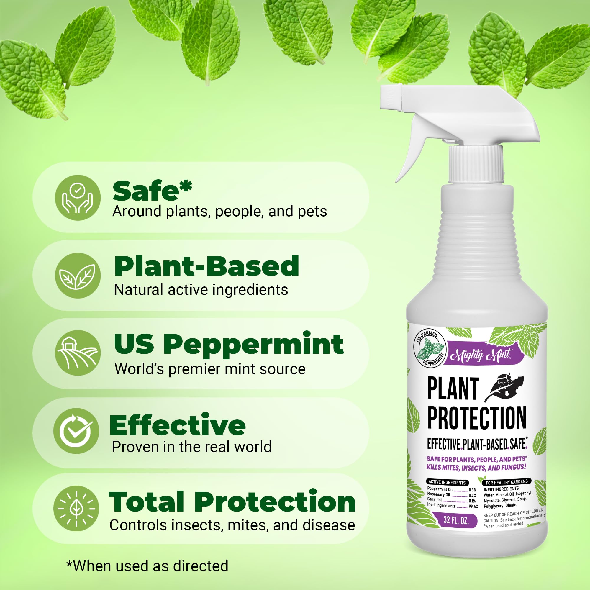 Mighty Mint comparación de tamaño con mano para medir capacidad 32 oz