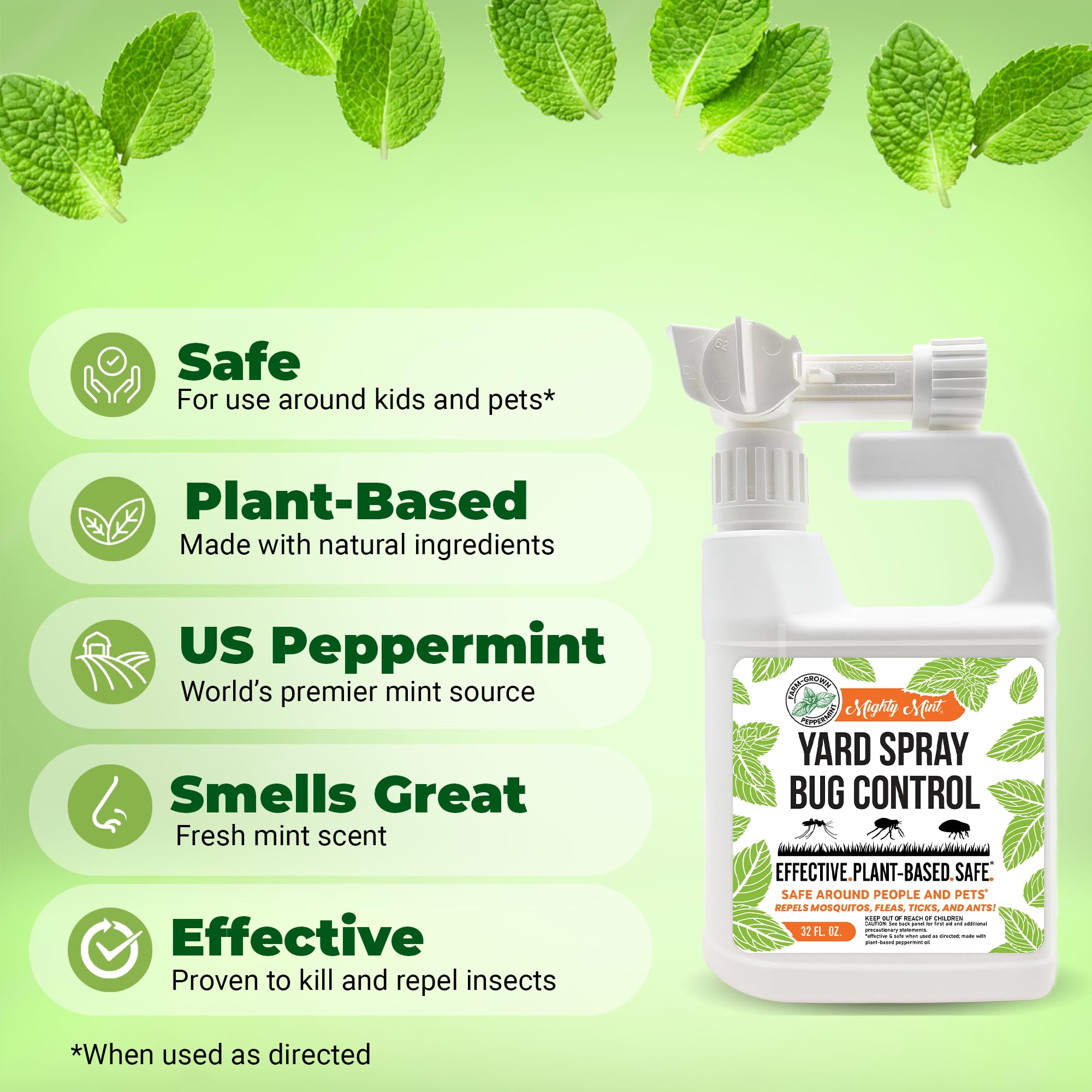 Mighty Mint etiqueta con ingredientes naturales y beneficios claros