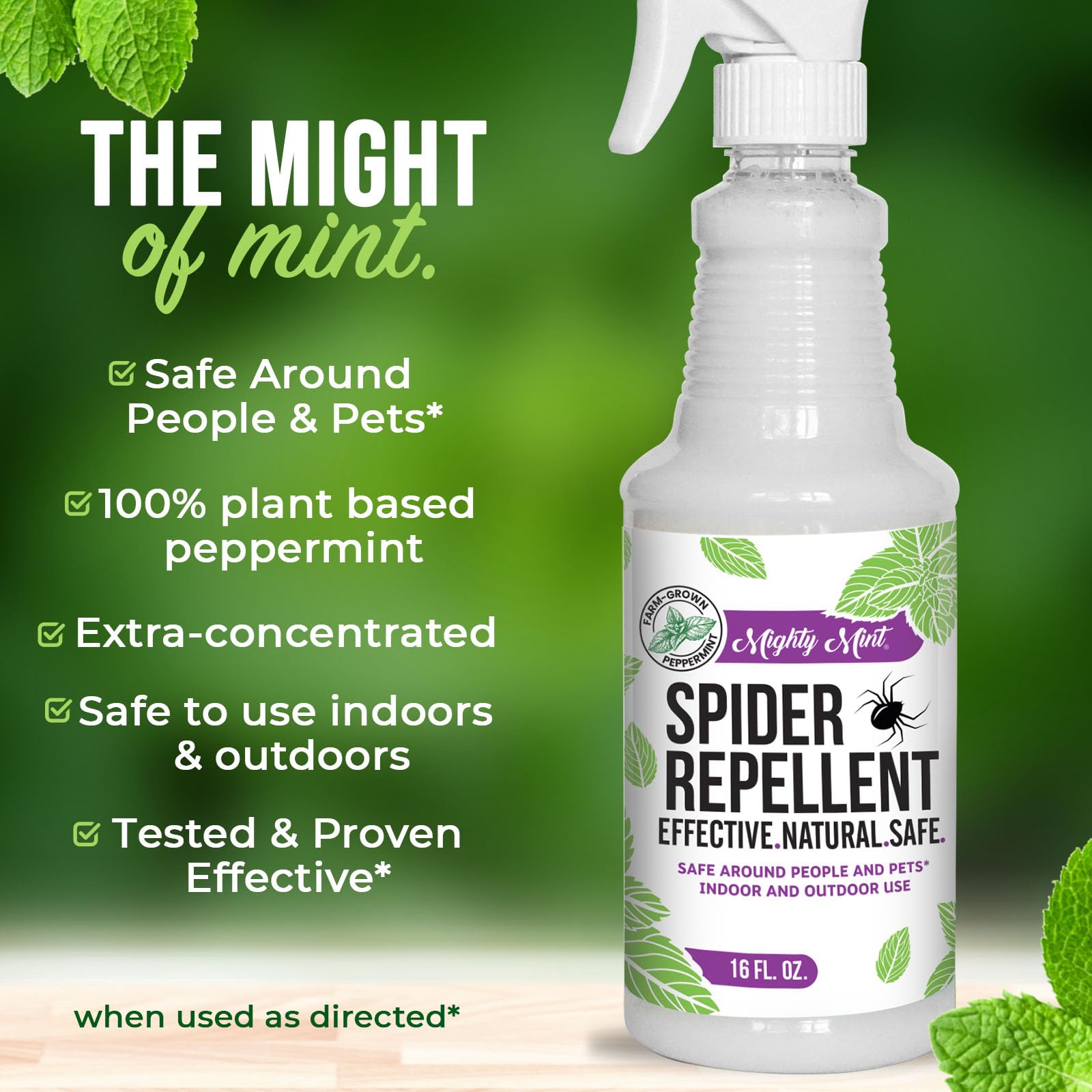 Mighty Mint etiqueta con ingredientes y uso seguro para familias