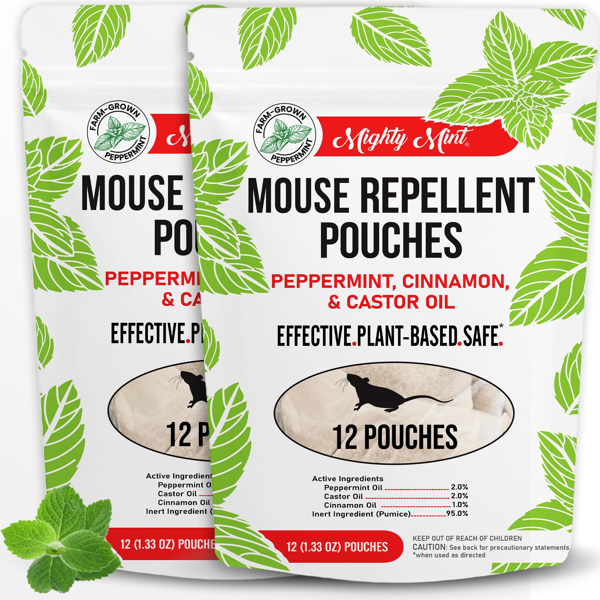 Mighty Mint frente del paquete mostrando cantidad y diseño, buen protector doméstico