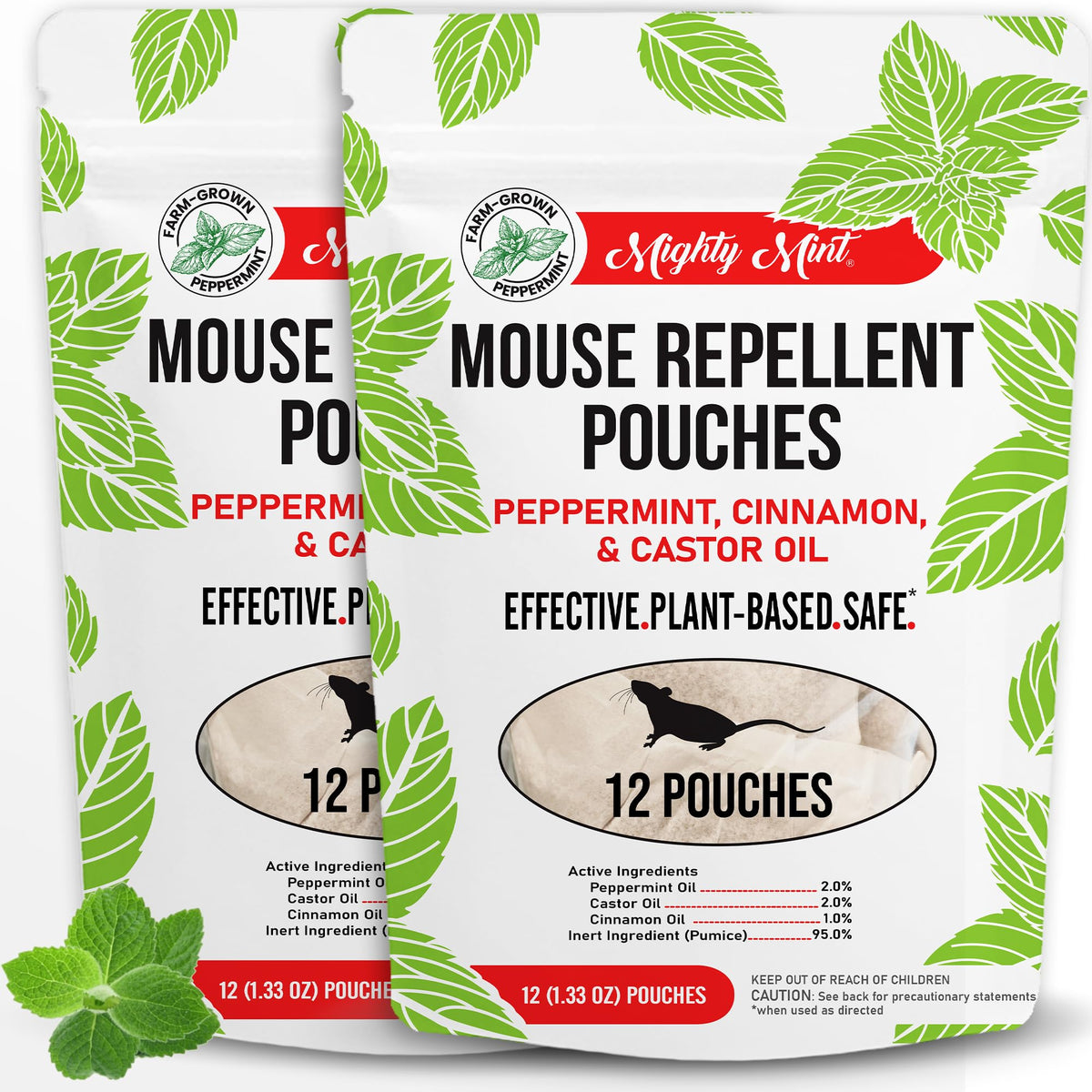 Mighty Mint frente del paquete mostrando cantidad y diseño, buen protector doméstico
