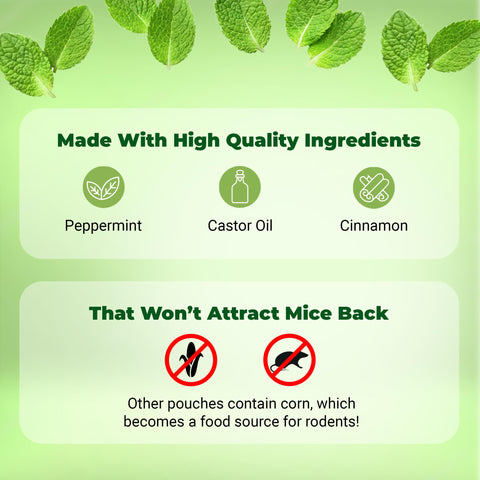 Mighty Mint pouch colocado en cocina, evita entrada de ratones y refresca el ambiente