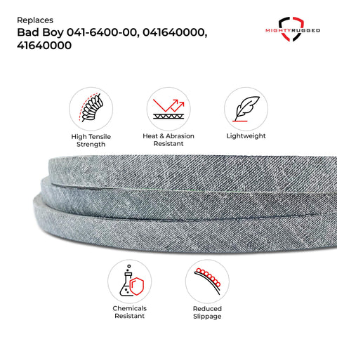 MightyRugged belt beside ruler displaying 66.5 inch length for correct idler geometry