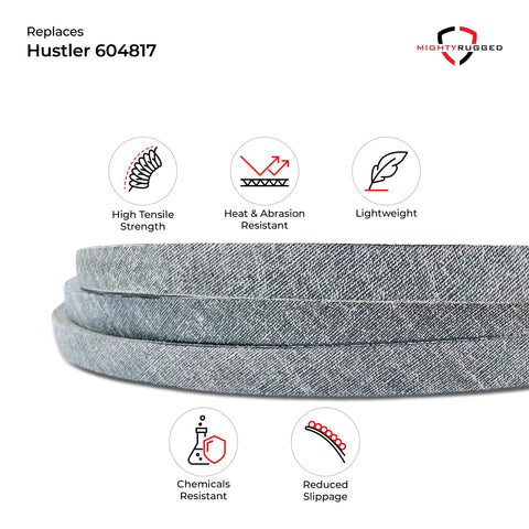MightyRugged belt laid next to measuring tape showing 144 inch length and correct width for accurate fit