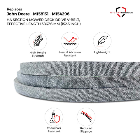 MightyRugged correa al lado de regla para comparar tamaño 54 pulgadas