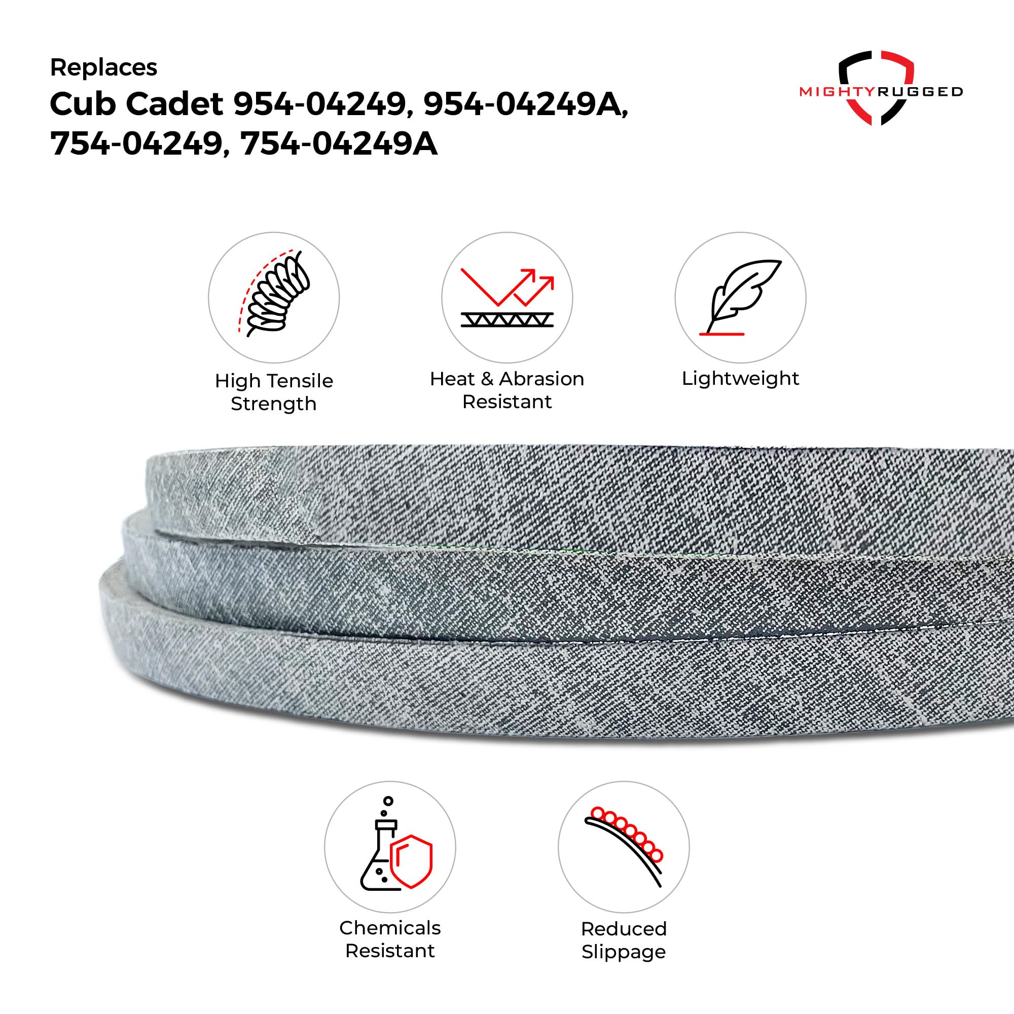 MightyRugged correa junto a una regla para comparar 71.2 pulgadas de longitud