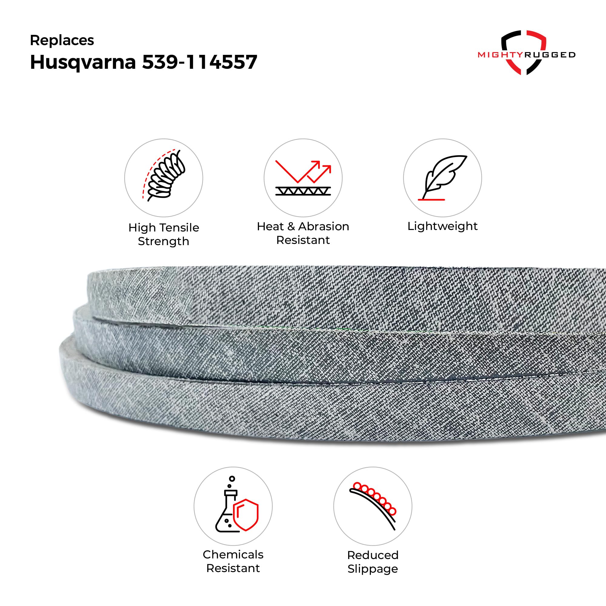MightyRugged correa junto a regla para comparar tamaño y ajuste