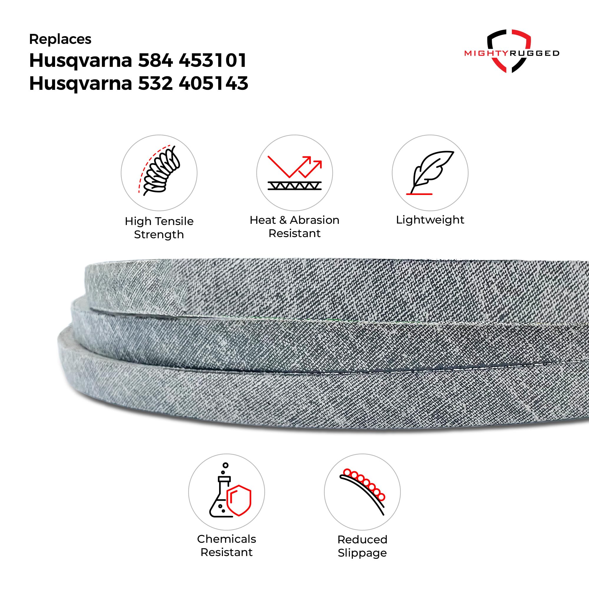 MightyRugged correa junto a regla para comparar tamaño y ajuste