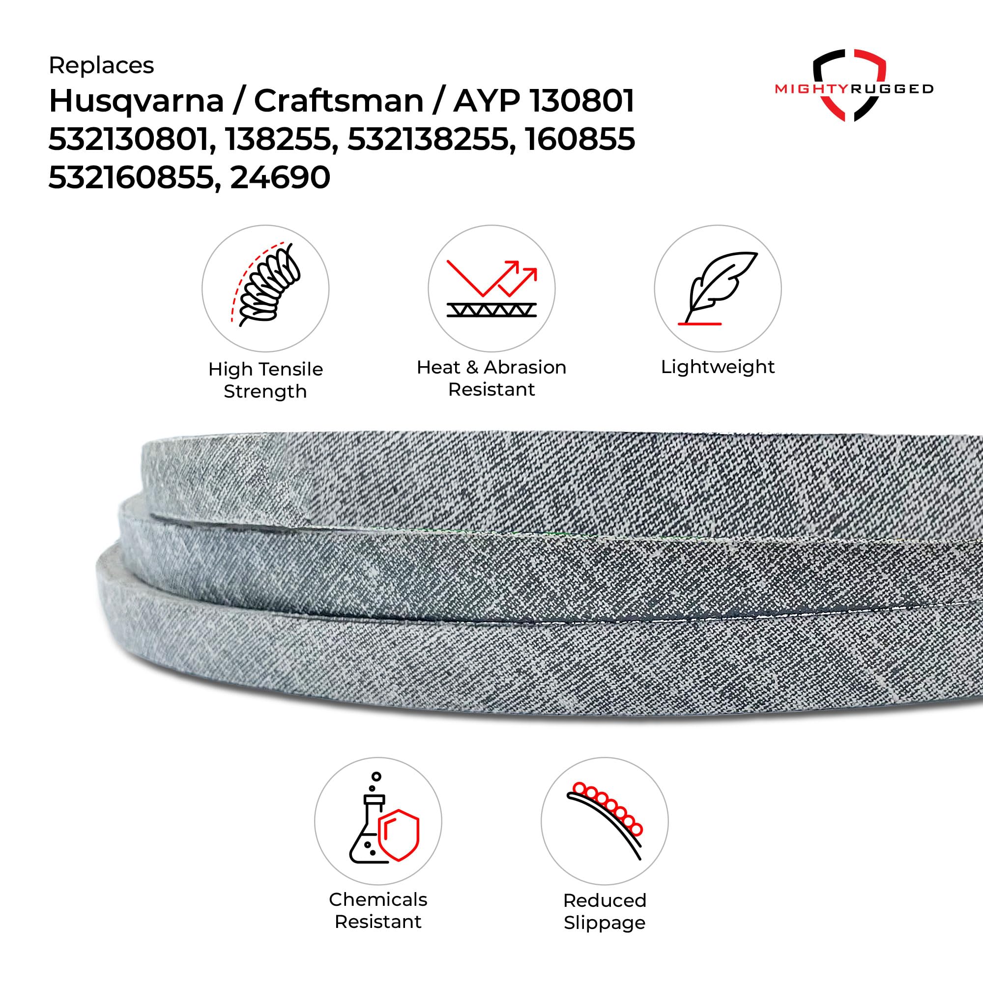 MightyRugged correa junto a regla para comparar 95.25 pulgadas