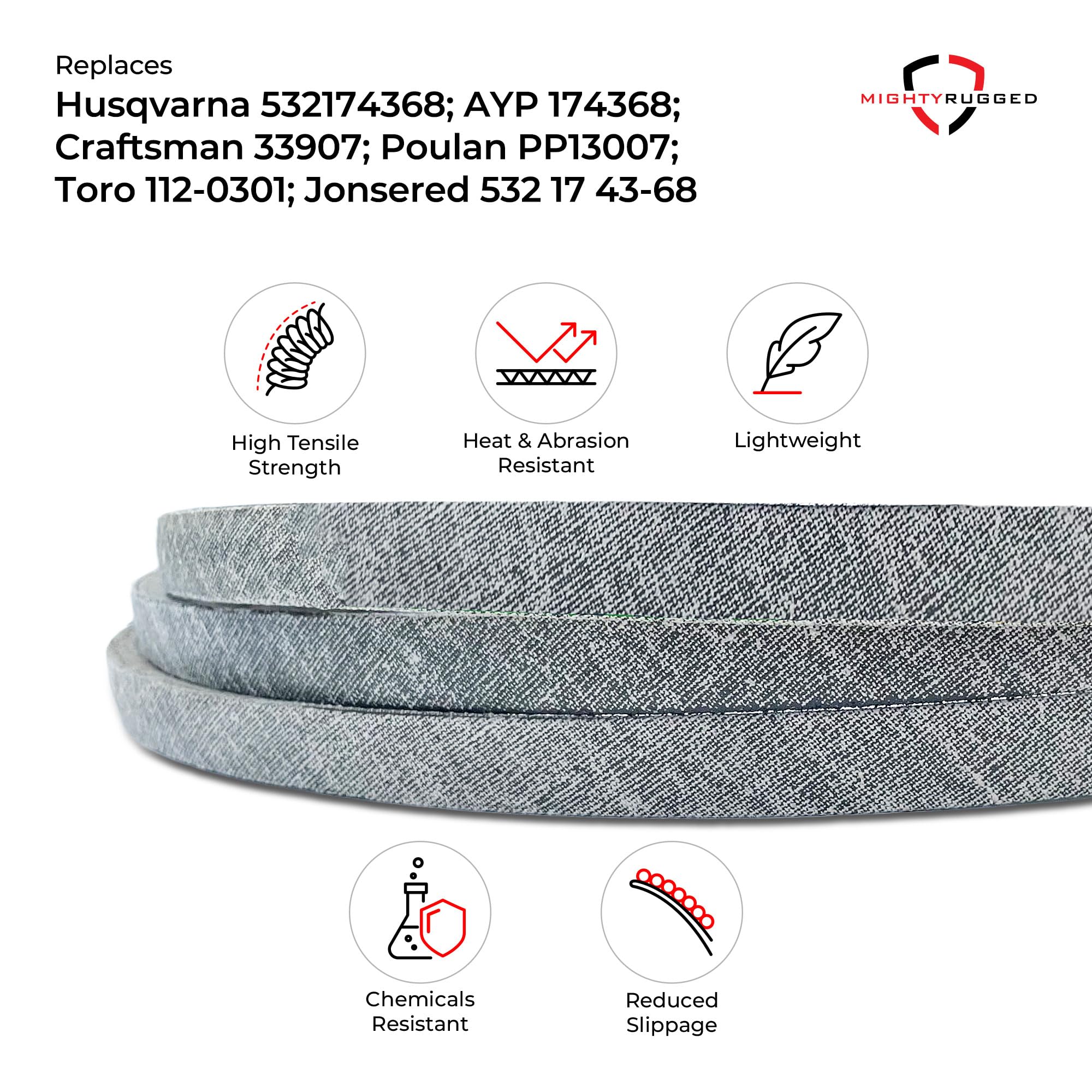 MightyRugged correa junto a regla para comprobar longitud de 90 pulgadas
