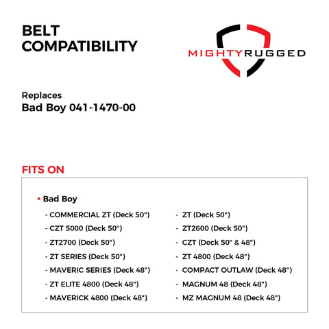 MightyRugged correa instalada en cortacésped Bad Boy, rendimiento estable