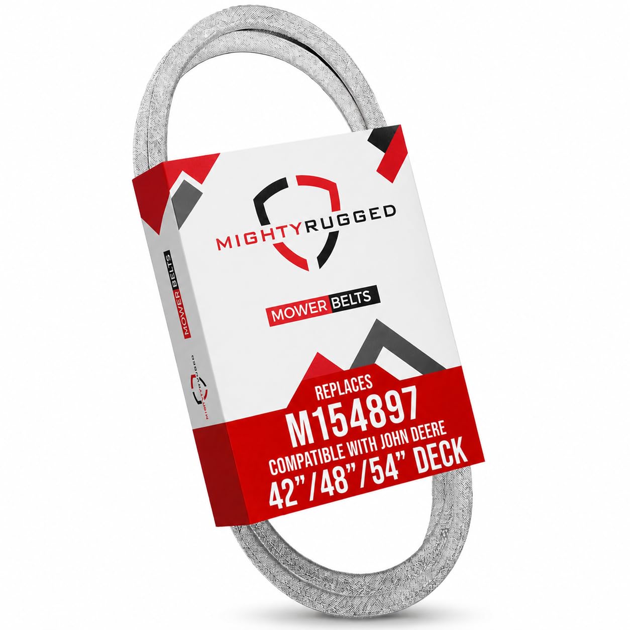 MightyRugged front view of replacement belt showing part number and fit benefits