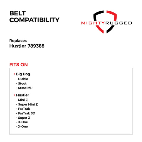 MightyRugged belt installed on Hustler deck demonstrating smooth deck drive