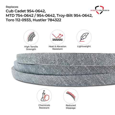 MightyRugged belt laid beside ruler showing 138-inch length for precise fit benefit