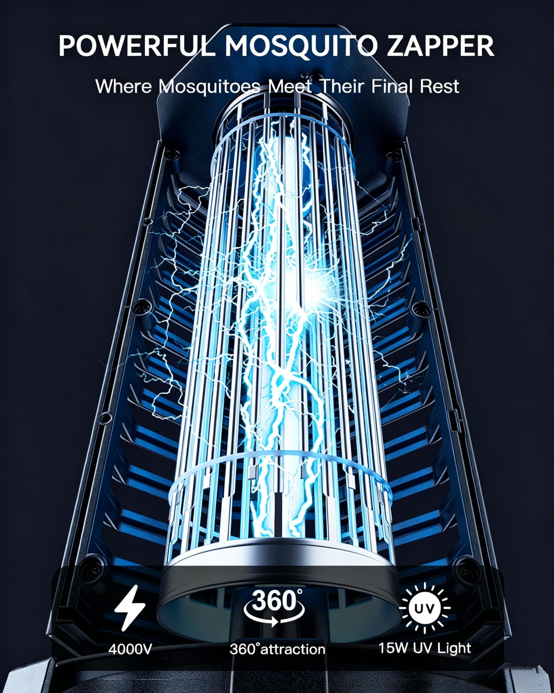 Minimoon primer plano de la rejilla metálica y luz UV, detalle que mejora captación de insectos