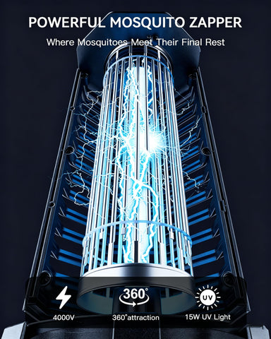 Minimoon primer plano de la rejilla metálica y luz UV, detalle que mejora captación de insectos