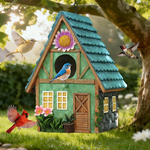 MINWOLF vista frontal de la casa para pájaros, atractivo jardín
