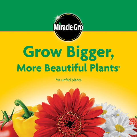 Miracle-Gro en alimentador de jardín mostrando distribución sencilla en áreas grandes