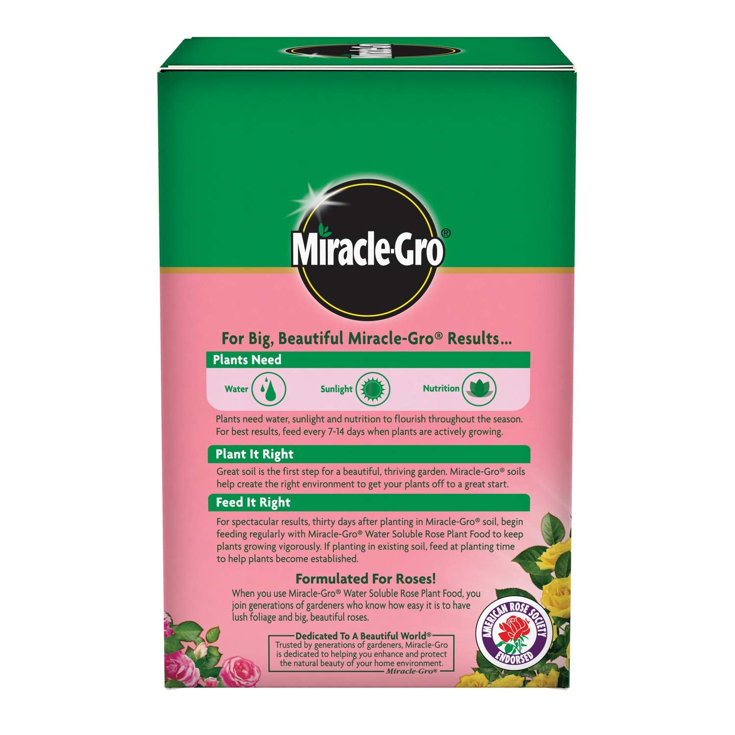 Miracle-Gro aplicación con regadera sobre rosales para nutrición instantánea