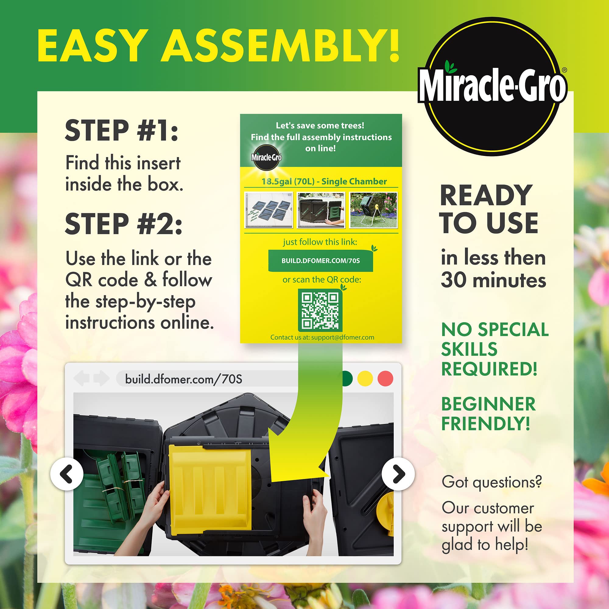 Miracle-Gro base galvanizada que ofrece soporte estable y duradero