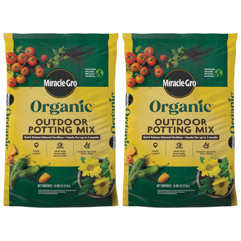 Miracle-Gro bolsa frente que muestra producto listo para macetas