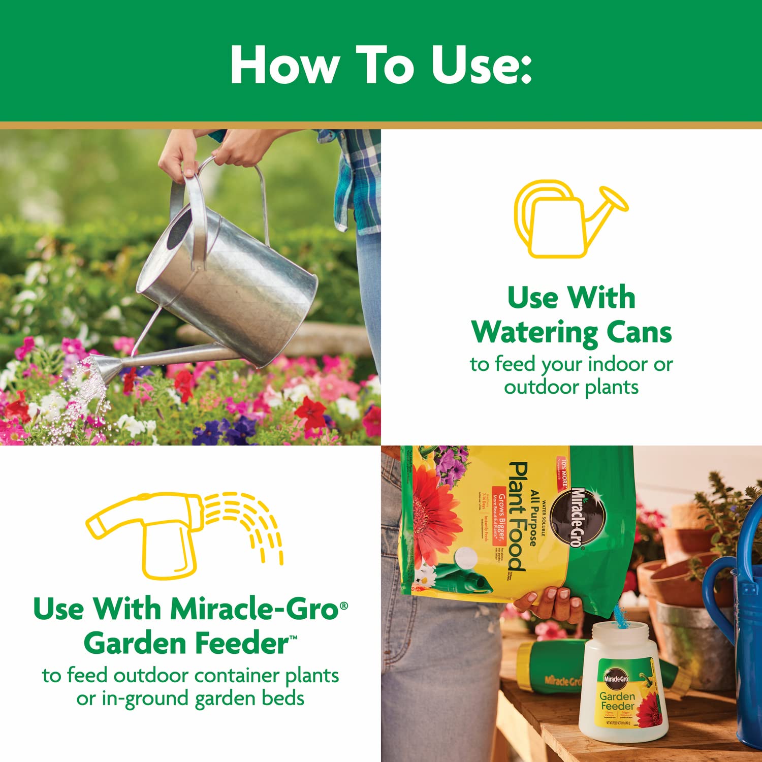 Miracle-Gro foto comparativa de bolsa para entender cantidad y rendimiento