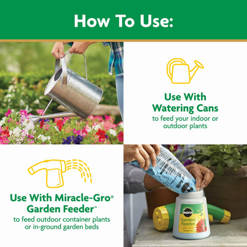 Miracle-Gro envase junto a objetos para comparar escala práctica