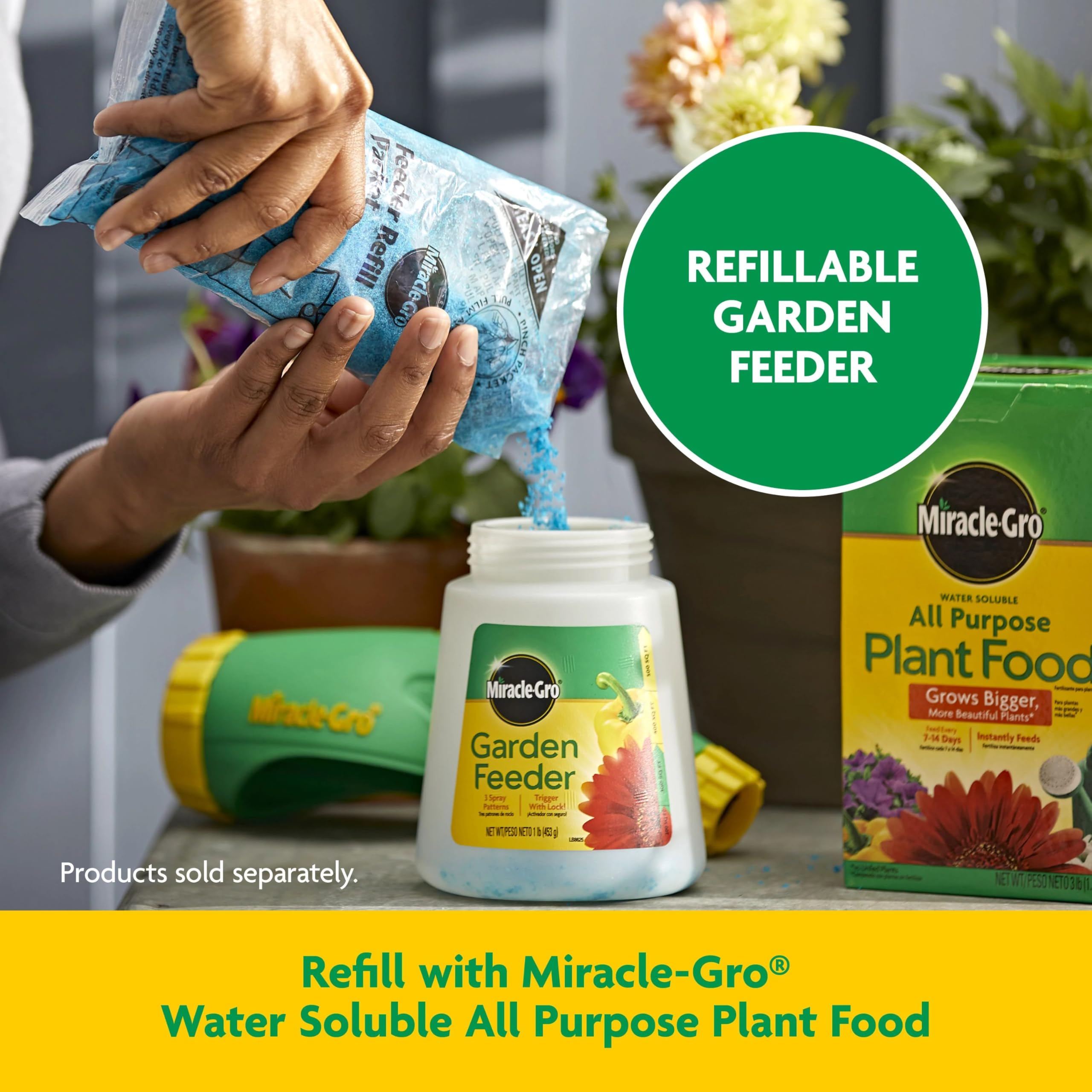 Miracle-Gro producto en un jardín mostrando cobertura práctica