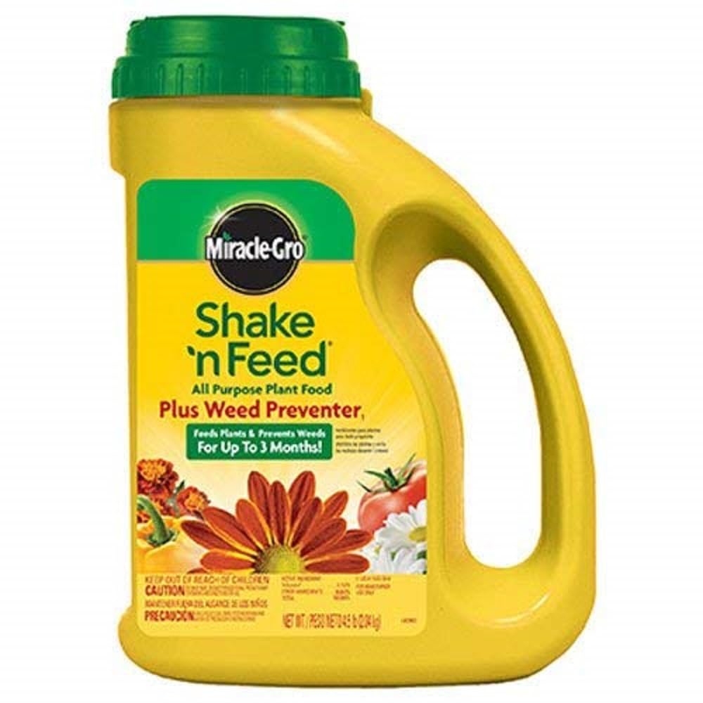 Miracle-Gro envase frontal mostrando el producto y beneficio de nutrición prolongada
