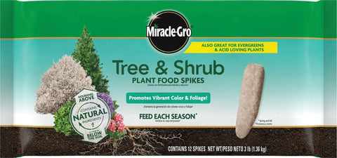 Miracle-Gro empaque frontal mostrando 12 espigas y beneficio de fertilización
