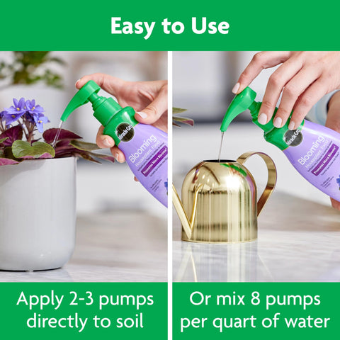 Miracle-Gro etiqueta con instrucciones claras para dosificación segura