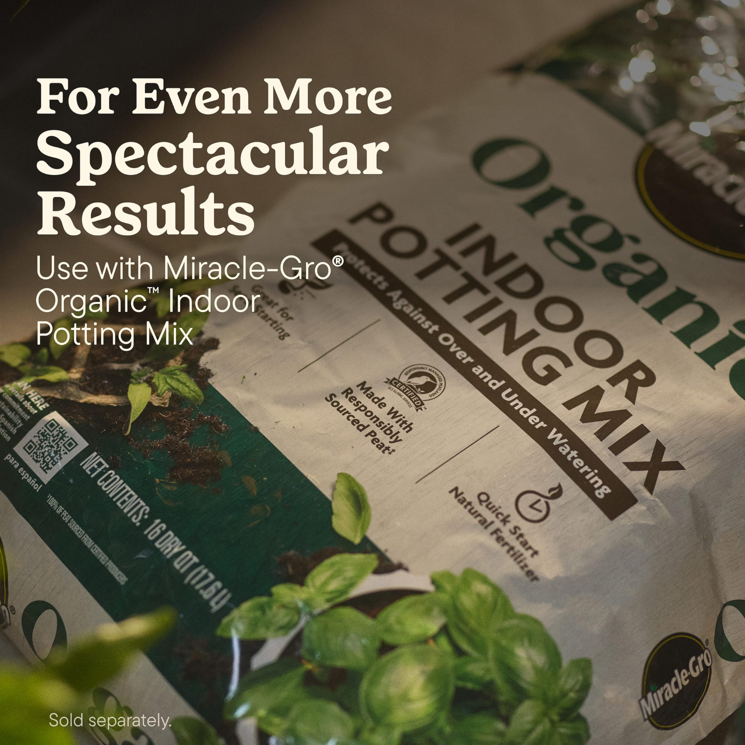 Miracle-Gro etiqueta con ingredientes de origen vegetal y explicación