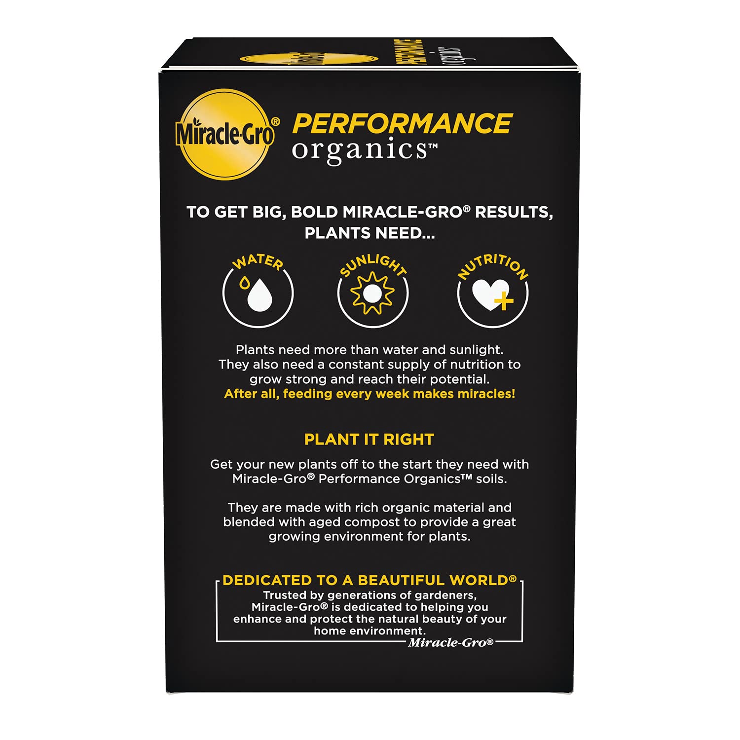 Miracle-Gro etiqueta nutricional destacando micronutrientes y instrucciones