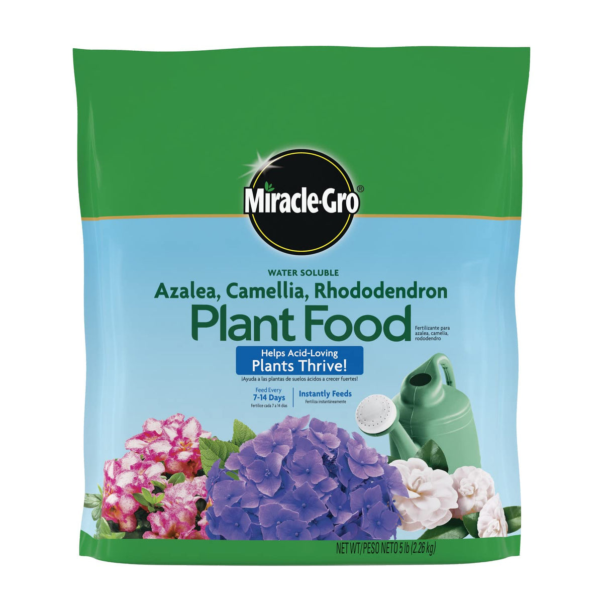 Miracle-Gro envase frontal mostrando la presentación de 5 lb y fácil identificación