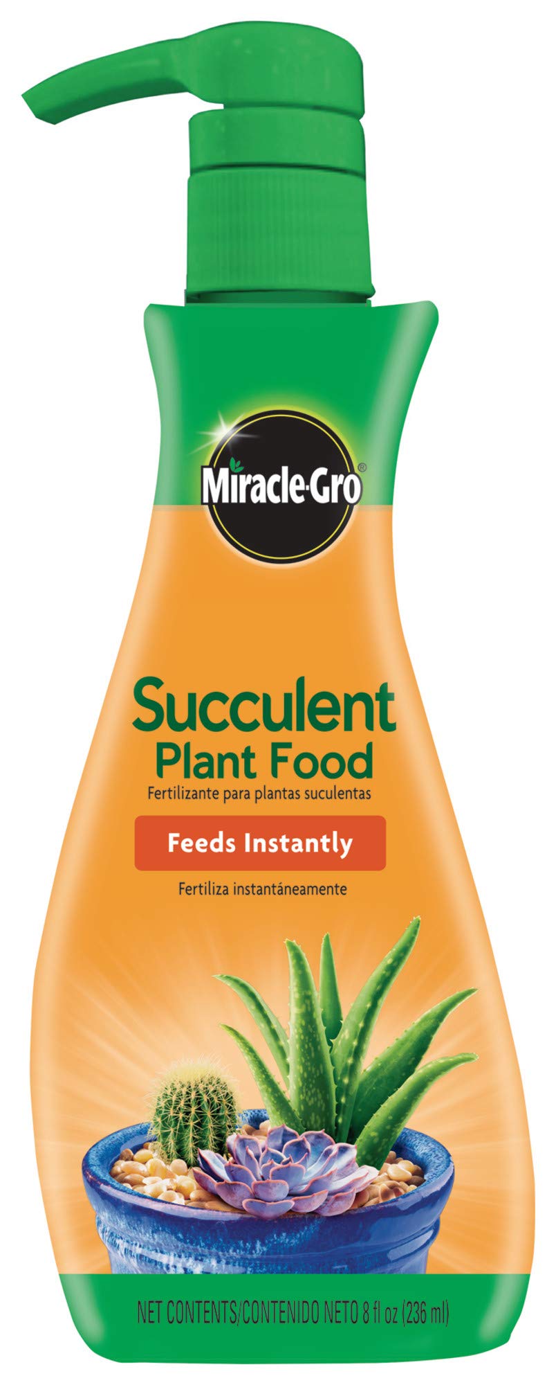Miracle-Gro envase frontal mostrando la presentación de 8 oz y beneficios