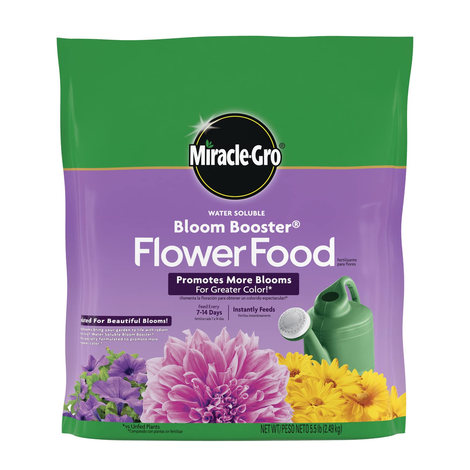 Miracle-Gro envase frontal mostrando etiqueta y cobertura estimada