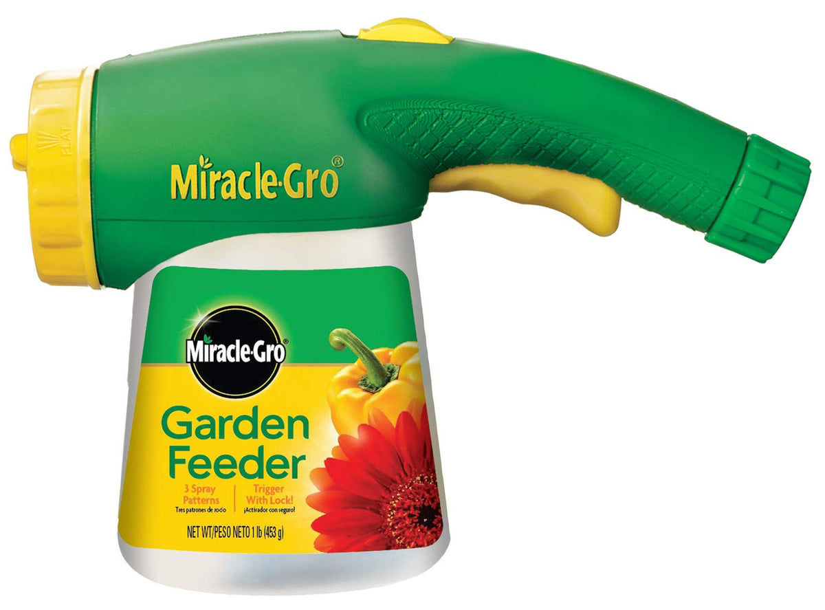 Miracle-Gro frente del envase mostrando el alimentador listo para usar