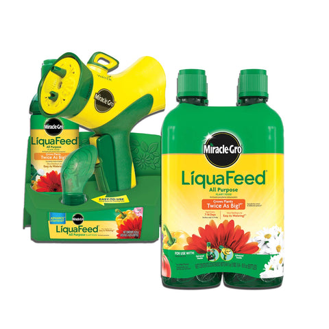 Miracle-Gro paquete frontal LiquaFeed mostrando facilidad de uso