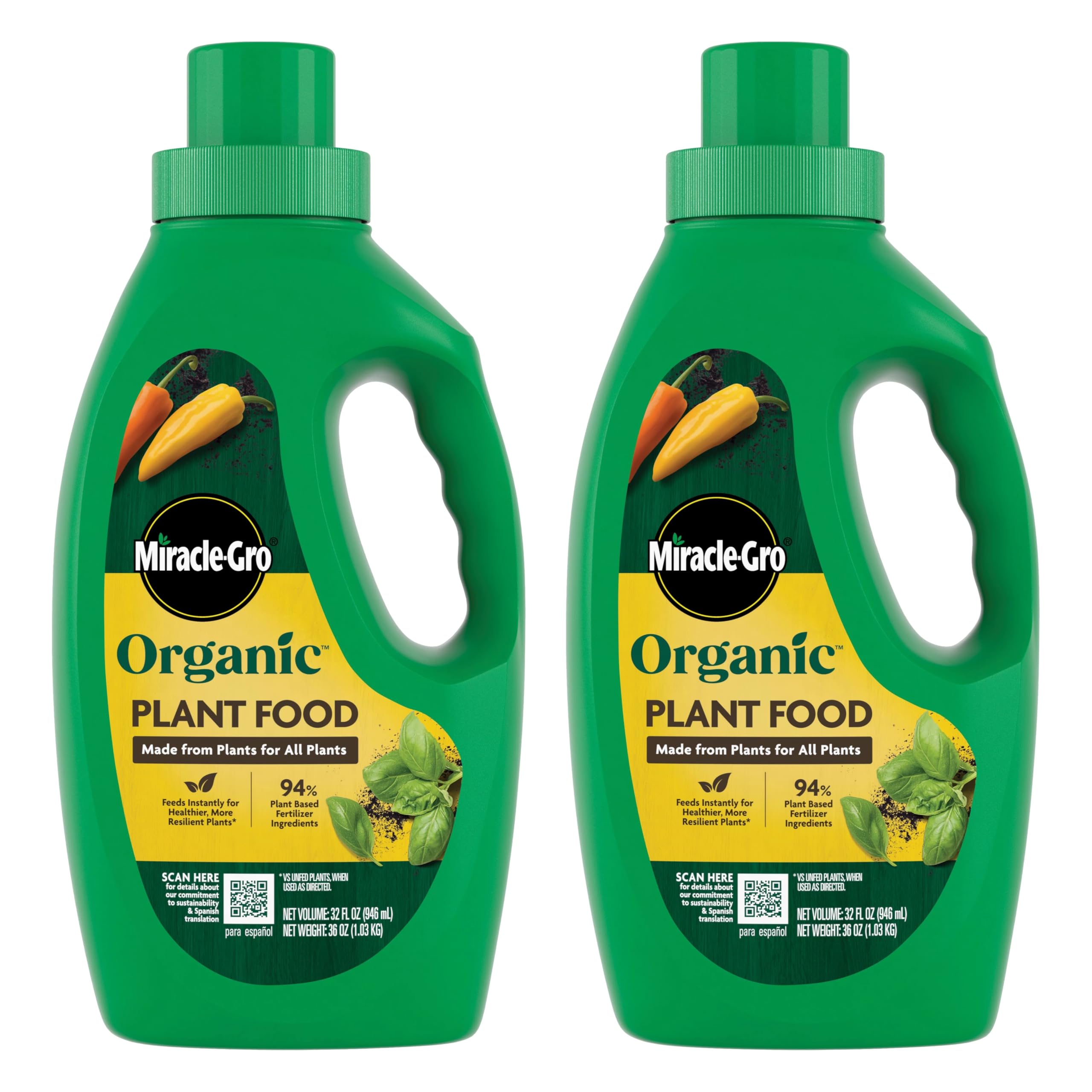 Miracle‑Gro envase frontal 32 fl oz mostrando diseño y beneficio nutritivo