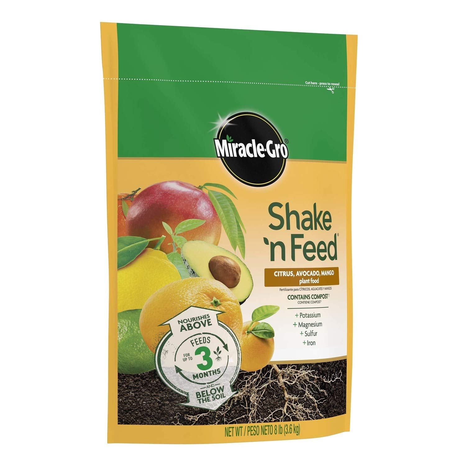 Miracle-Gro gránulos en primer plano que muestran textura y liberación lenta