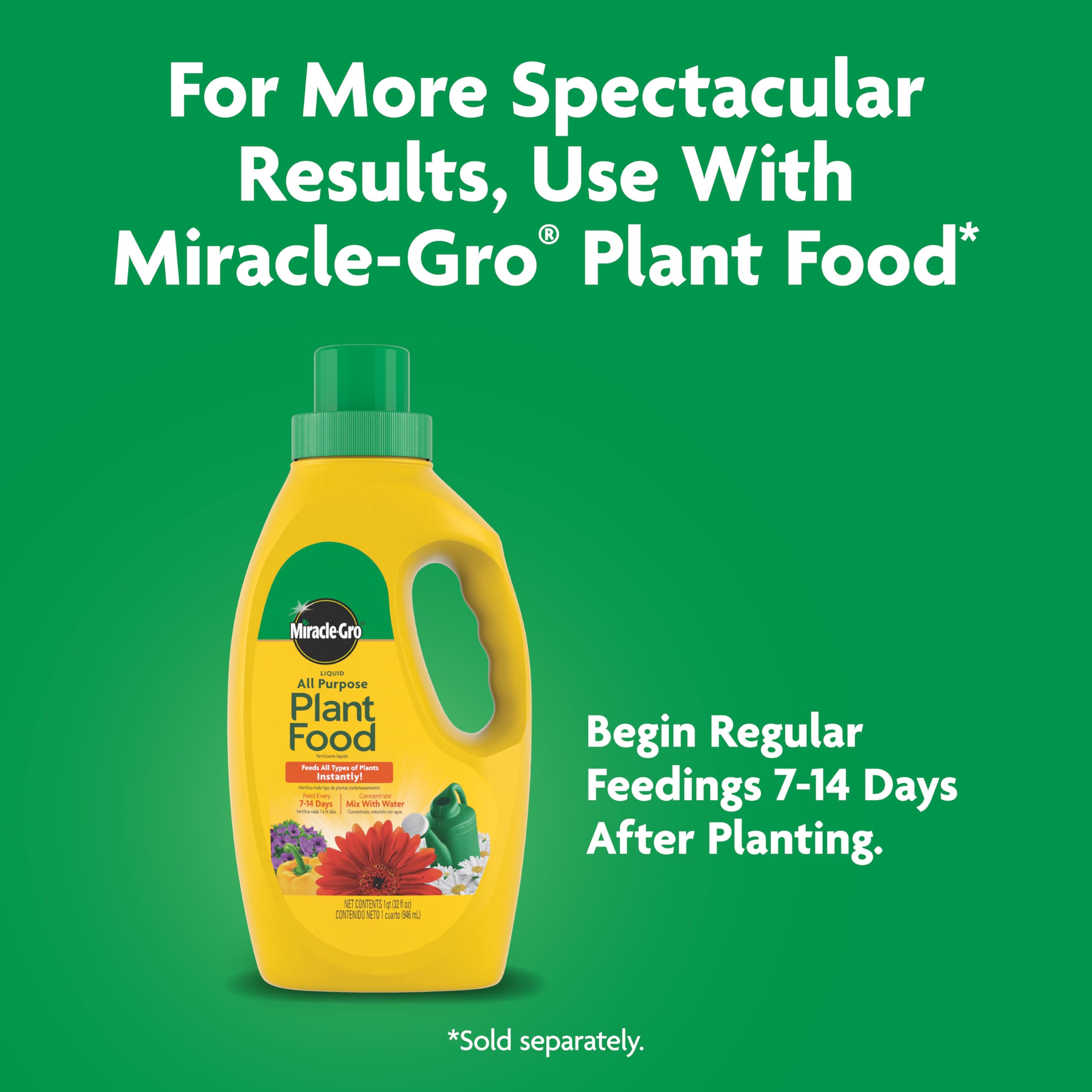 Miracle-Gro tapa con marcas de medición mostrando cómo llenar la dosis correcta