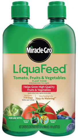 Miracle-Gro vista frontal del pack mostrando dos botellas y etiqueta clara