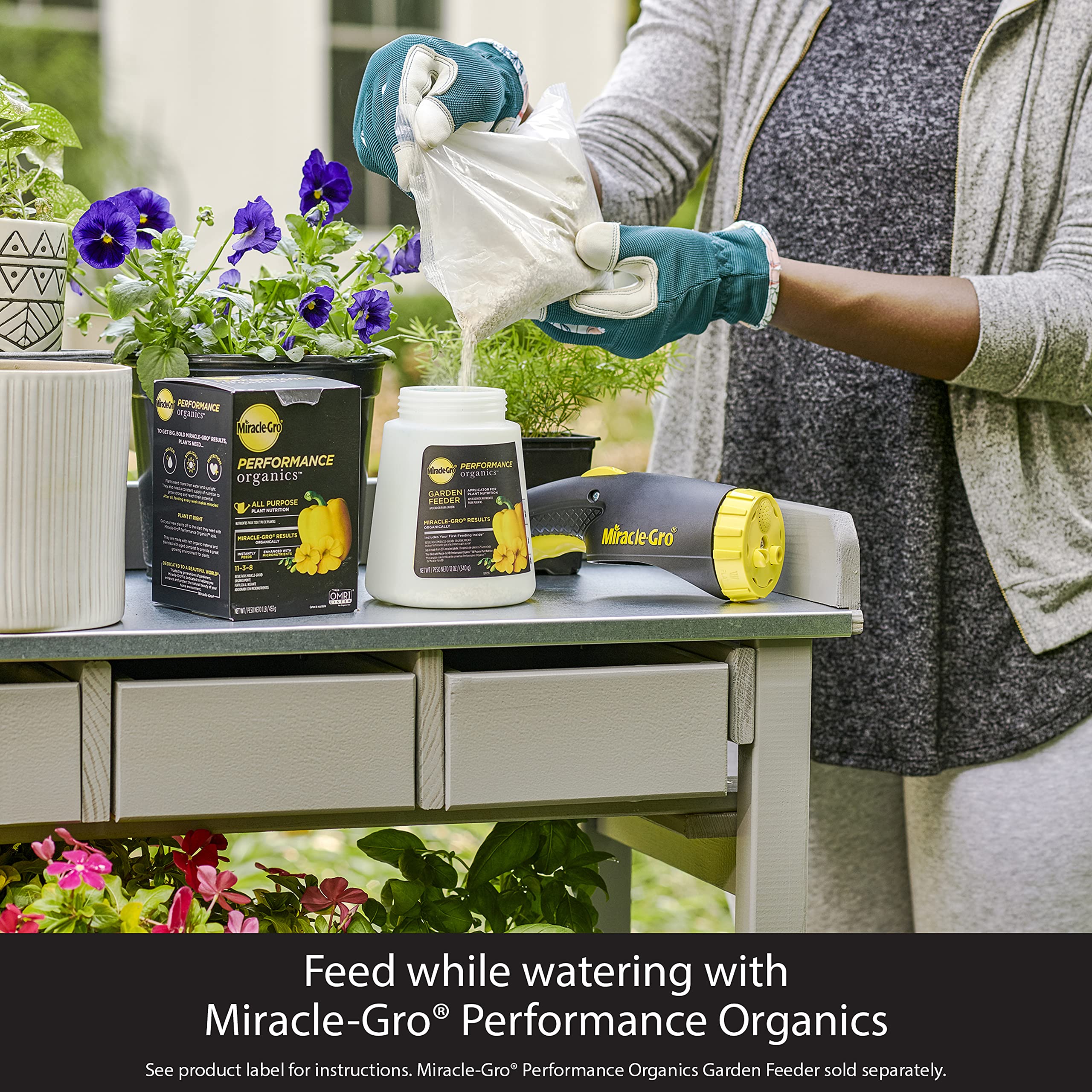 Miracle-Gro textura en polvo disoluble para alimentación rápida de plantas