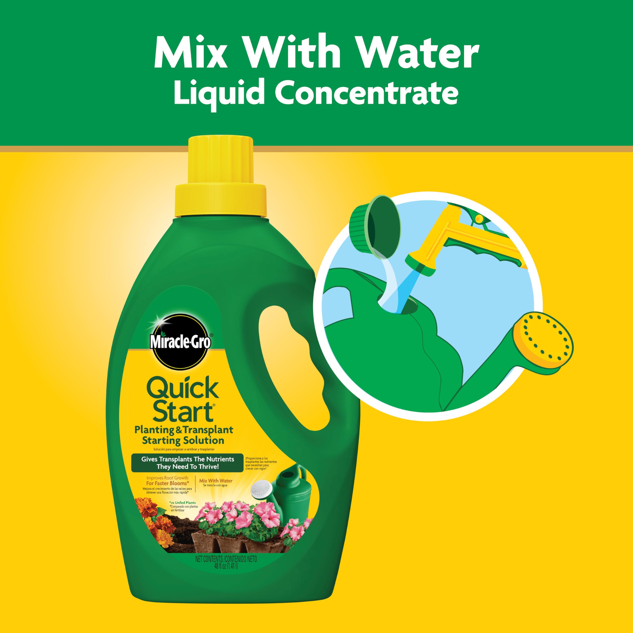 Miracle-Gro gota del concentrado en primer plano que muestra textura fluida y concentrada
