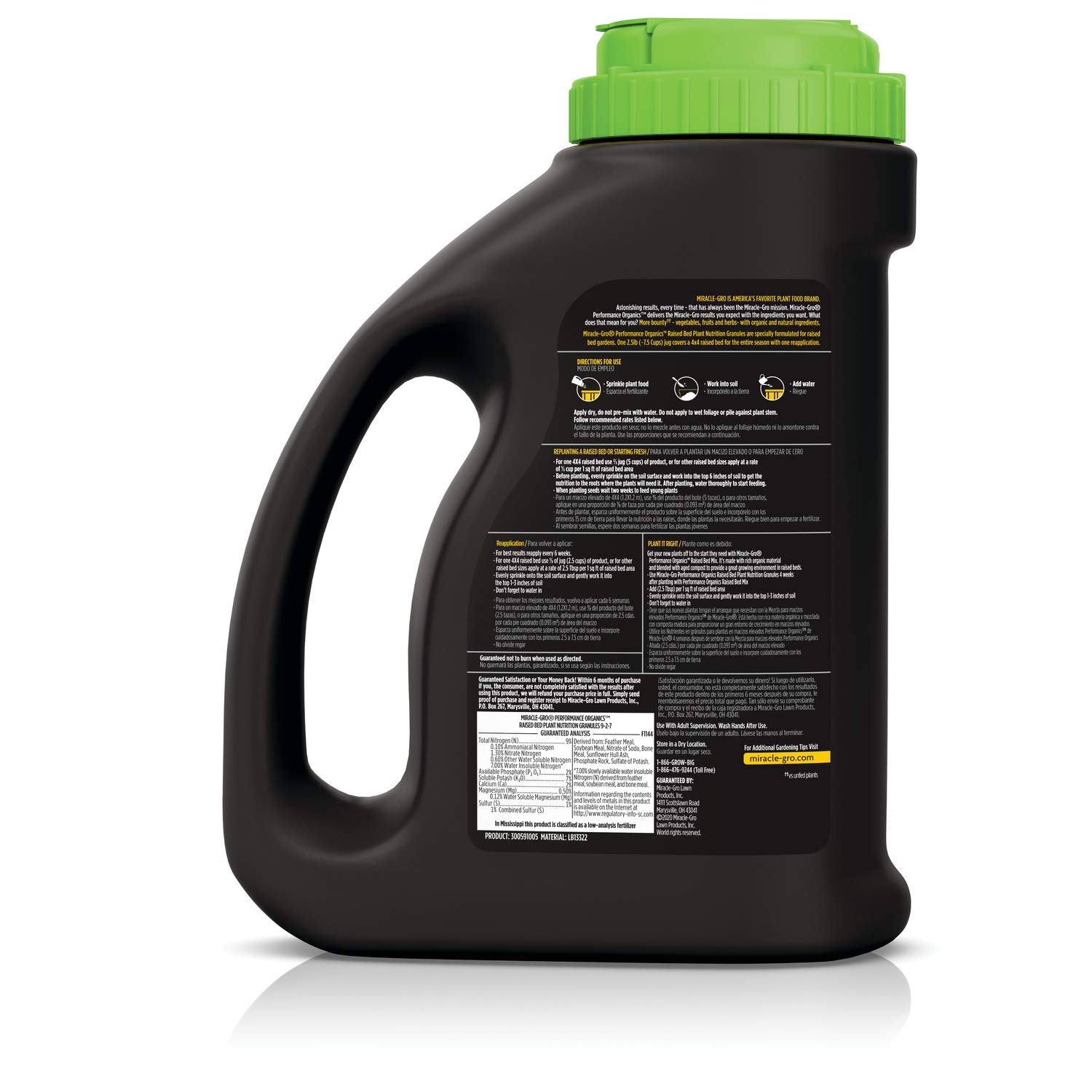 Miracle-Gro primer plano de gránulos orgánicos para absorción rápida